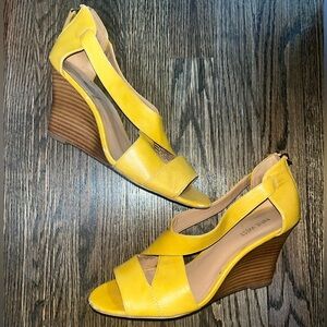 Yellow Nine West Wedge Sandal